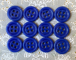  prompt decision glass button 12 piece φ15mm 4 hole blue remake material raw materials hand made parts France buying attaching Vintage 