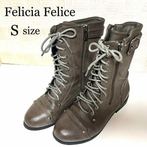 Felicia Felice フェリシアフェローチェ ダブルジップ 編み上げ ショートブーツ