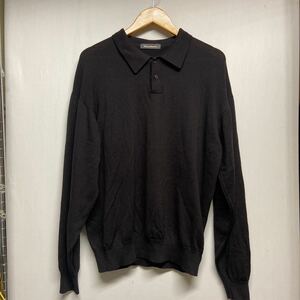 【ISSEY MIYAKE MEN イッセイミヤケ】CL41557 長袖ポロシャツ セーター Mサイズ ブラック ウール 2310oki