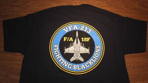 【VFA-213】Black Lions 米海軍第213戦闘攻撃飛行隊 オシアナ基地 F/A-18F CVW-8 TシャツサイズM US Navy ブラックライオンズ USN