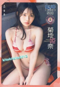 新品未使用　■　菊地姫奈　クオ(QUO)カード　オリジナル台紙付き■週刊少年チャンピオン　応募者全員サービス品　レッドストライプビキニ