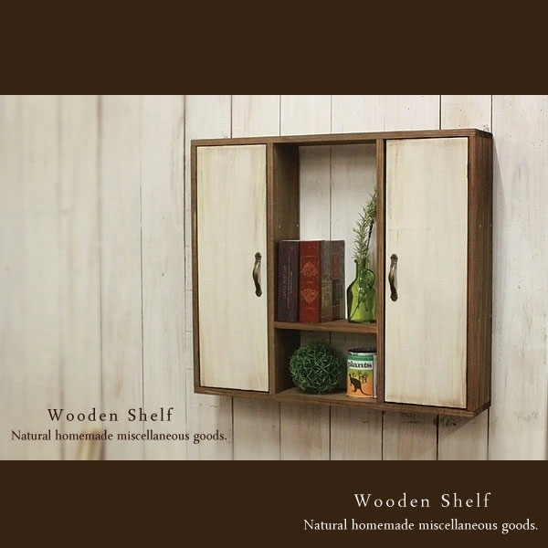 [Free Shipping] Handmade antique style wooden shelf with doors, white and walnut, Handmade items, furniture, Chair, shelf, Bookshelf, Shelf