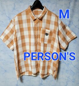 【パーソンズ】【PERSON'S】Mサイズ　半袖シャツ　ギンガムチェックシャツ 半袖シャツ チェック柄