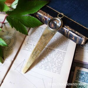 【マグネシアミルクはいかがでしょう】アンティーク ルーペ 虫眼鏡 レターオープナー しおり◆Antique Brass Letter Opener Book Marker◆