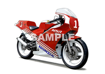 即決送料無料　NSR250R 1987年 赤テラ／青テラ　バイクグラフィック 額付きインテリア雑貨　 MC16_画像2