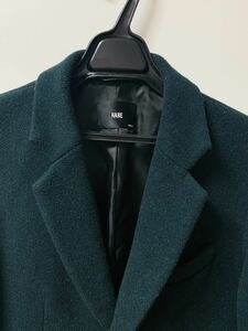 HARE ウール チェスターコート メンズ 珍しい 緑 Ｓサイズ ロングコート