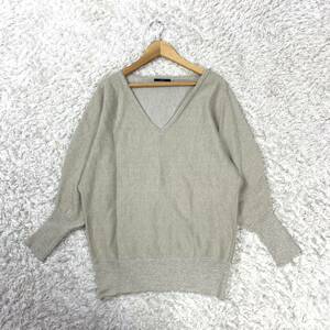  Ships knitted pull over beige lame entering V neck do Le Mans sleeve wool .YA4879