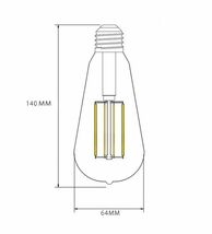 LED 電球フィラメント型E26口金 クリア広角360度エジソン球8W 電球色 ST64(10個入り)_画像6