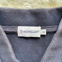 美品 モンクレール MONCLER デカロゴ 胸 ワッペン 刺繍 ポロシャツ ネイビー 紺色 メンズ 鹿子 伸縮 ストレッチ ビジネス カジュアル S_画像8