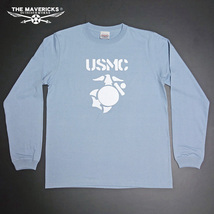 ミリタリー 長袖Tシャツ XXL メンズ MAVEVICKS ブランド 綿 USMC 米海兵隊 マリンモデル ブルーグレー 水色 3L_画像7