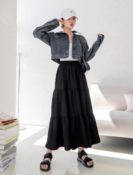SHEIN ロングフレアスカート Mサイズ