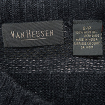 古着 バンヒューセン VANHEUSEN アクリルニット セーター ボーダー ダークグレーベース サイズ表記：S　gd67219_画像5