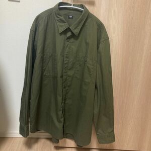 【試着のみ着用】ユニクロ　ウォッシュワークシャツ　3XL オリーブ　大人気完売商品　※即日発送致します！