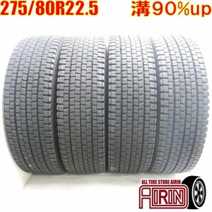 中古タイヤ 275/80R22.5 151/148J DUNLOP SP001 スタッドレスタイヤ 4本セット 大型バス 中古 22.5インチ