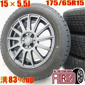 中古 タイヤホイールセット 175/65r15 グッドイヤー VENVA ハブリング有 4本 ヴィッツ フィット パレーノ 中古タイヤ 中古ホイール セット