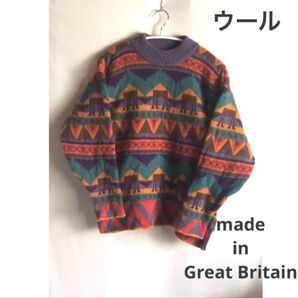 SAXONE made in GB イギリス製 ニット セーター ヨーロッパ 古着 ニットセーター