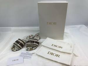 クリスチャンディオール dior ローザムタビリス サンダル ミュール DWAY Rosa Mutabilis エンブロイダリーコットン 良品 36 #191623-14