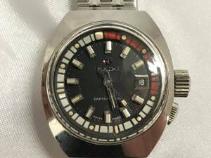 アンティーク RADO キャプテンクック AT/自動巻 727 腕時計 文字盤ブラック 稼働品 現状品 SS Ref:727 SS 189912-33