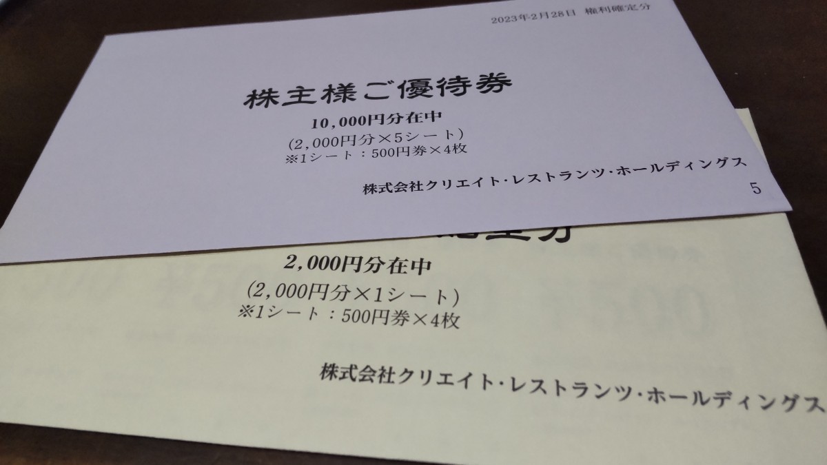 2023年最新】ヤフオク! -クリエイトレストランツ 優待券の中古品・新品