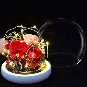 クリスマス　プレゼント 永遠の花　ガラスカバー　バレンタイン　ローズ 置物 R603