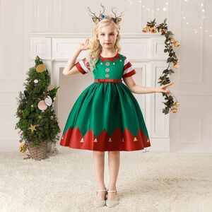 クリスマス 衣装　子供　キッズ　ドレス　半袖　ワンピース　演出服　 パーティー プレゼント SD066　R654