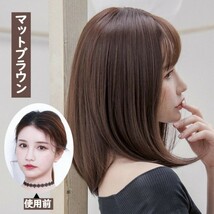 送料無料【フルウィッグ】落ち着いたブラウン系　さらさらヘアー　セミロング　茶系　　マットブラウン（ネット付）pay2_画像2