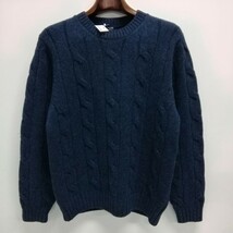 未使用 Maker′s Shirt 鎌倉シャツ メーカーズシャツ ケーブルニット セーター 48 ウール×カシミア ネイビー系 日本製_画像1