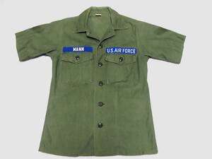 米軍実物 1960年代 綿製 空軍 ユーティリティシャツ ODシャツ 半袖 XS-S 相当改修/ベトナム戦実物 OG-107 ユーティリティーシャツ
