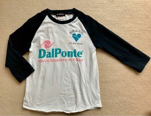 Dalponte ダウポンチ 七分袖Tシャツ 白ｘ黒 S