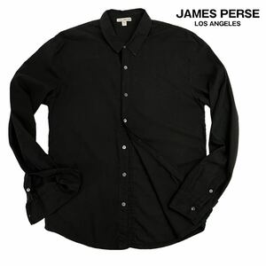 美品 JAMES PERSE ジェームスパース 長袖シャツ サイズ1(M-L相当) ブラック コットン100% 上質 トゥモローランド取扱 西海岸 人気 A2404