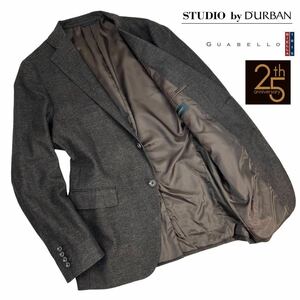 極美品 STUDIO by DURBAN×GUABELLO スタジオ バイ ダーバン グアベロ生地 2Bテーラードジャケット サイズLL/XL相当 ブラウン 25th A2832