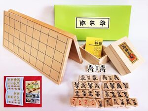 【新品】（当店オリジナル・入門書付）5号折将棋盤と優良押し駒　　将棋セット