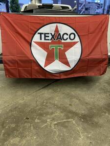 テキサコ TEXACO 旗 バナーヴィンテージガレージ アメリカン看板 ポスター 壁掛け 工場 縦約90 x 横約150 通し穴4つ