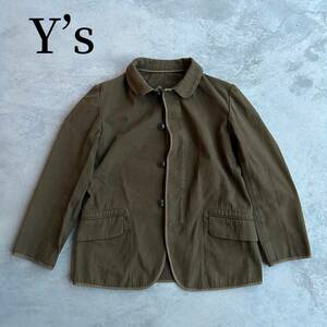 定価50000円 Y's ワイズ ヘリンボーン ジャケット ブルゾン 3 JACKET 丸襟 比翼