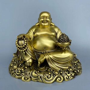 布袋様 置物 金運 真鍮製仏像 七福神の置物 (53 X 40 X 40 cm)
