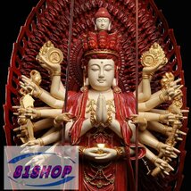 「81SHOP」密教法具 寺院用仏具★ 仏像 高天然木雕 佛像 木雕 千手音菩辟邪十二生肖守佛高80cm×30cm_画像5