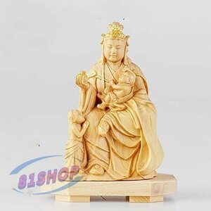 「81SHOP」鬼子母神★仏像 彫刻仏像・木彫り仏像・手彫り仏像祈る 厄除け 高さ8.5cm