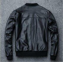 高級本革バイクジャケット牛革 レザー バイクウェア 革ジャン 黒 　S~5XL_画像5