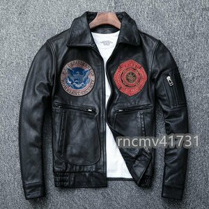 バイクレザーレザージャケットヴィンテージウォッシュドシープスキンジャケットメンズ空軍パイロットスーツS-5XL