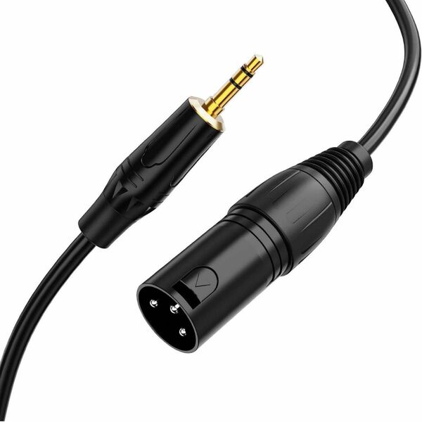 変換ケーブル3.5mm (1/8 Inch) ステレオto XLR 3Mブラック XLRケーブル 3ピン 変換ケーブル 