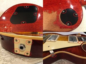 ■NEWタイプ■Gibson 50年代ヴィンテージレプリカ バックパネル＆ピックガード＆ジャックプレート１３本SET　ニッケルエイジド Ver3