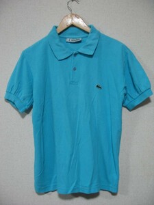 CHEMISE LACOSTE ラコステ フレラコ ポロシャツ 鹿の子 size L 4 フランス製 ターコイズブルー ビンテージ