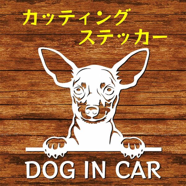 カッティングステッカー DOG IN CAR ミニチュアピンシャー 白 オリジナルステッカー シール