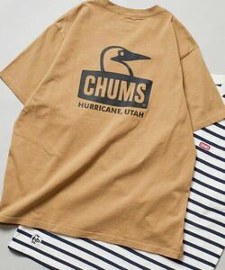 CHUMS×FREAK'S STORE/チャムス 別注 ブービーフェイス バックプリント クルーネックTシャツ　Lベージュ