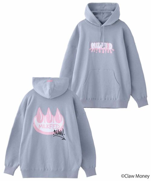 ミルクフェド MILKFED.xCLAW MONEY SWEAT HOODIE パーカー グレー