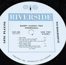 60's バリー・ハリス・トリオ Barry Harris Trio (US盤LP)/ プレミナード Preminad OJC-486 RLP-9354 1960,61年録音_画像5