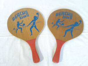 * beach ball paddle / wooden racket /2 pcs set / beach tennis /bato Minton / details unknown / present condition delivery 