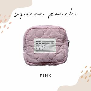 スクエア ポーチ ピンク フラワー コンパクト 化粧 小物 サニタリー