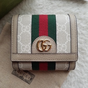 新品 GUCCI グッチ Ophidia オフィディア ２つ折り財布 Beige/White ベージュ/ホワイト 598662 UULAG 9682