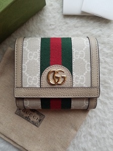 新品 GUCCI グッチ Ophidia オフィディア ２つ折り財布 Beige/White ベージュ/ホワイト 598662 UULAG 9682